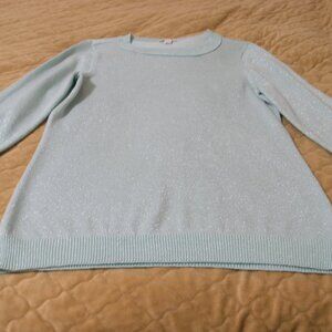 New York and CO  Women’s Glitter Mint Green 3/4 Sleeve Crewneck Sweater Size Med